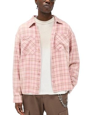 Represent Long Sleeve Printed Button Front Shirt - Pink