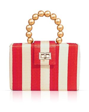 Soli & Sun The Louisa Woven Straw Clutch Bag - Red