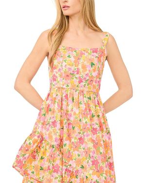 Cece Asymmetric Ruffle Midi Dress - Orange