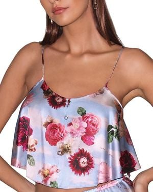 Fleur du Mal Floral Print Cropped Camisole - White