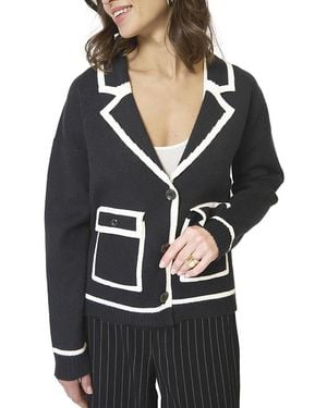 Central Park West Astrid Piped Sweater Jacket - Black