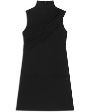 Courreges Drape Front High Neck Dress - Black