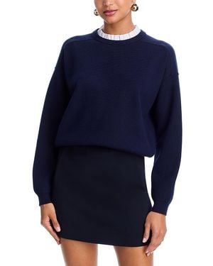 Aqua Ruffle Crewneck Sweater - Blue