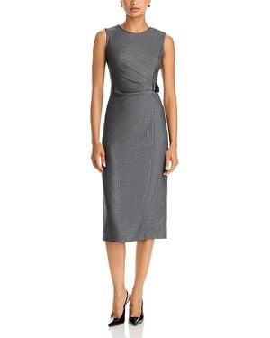 Aqua Pinstripe Sleeveless Midi Dress - Black