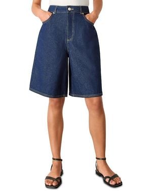 Whistles Wide Leg Denim Shorts - Blue