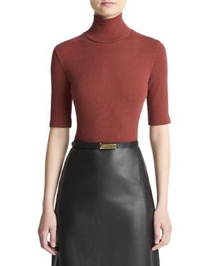 Vince Elbow Sleeve Turtleneck Top - Red