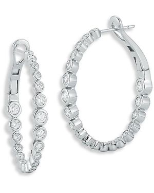 WALTERS FAITH 18K Diamond Classic Oval Small Hoop Earrings - White