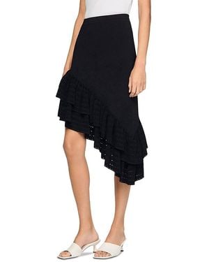 Sandro Chiara Asymmetrical Knit Skirt - Black