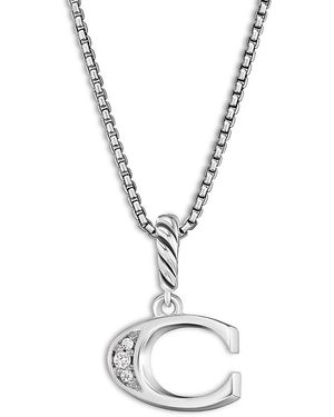 David Yurman Pave Initial Pendant Necklace - Metallic