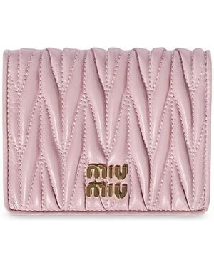 Miu Miu Small Matelasse Nappa Leather Wallet - Pink