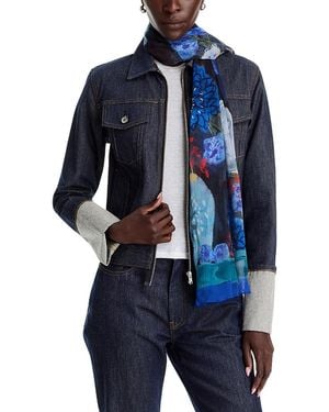 Echo Wildflower Crinkle Silk Wrap - Blue