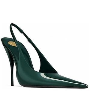 Saint Laurent P. A.R. I.S. Slingback Pumps - Green
