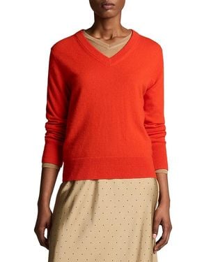 Vince Cashmere V Neck Sweater - Red