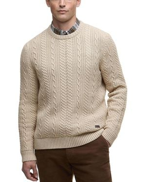 Barbour Lowfen Relaxed Fit Cable Crewneck Jumper - Natural