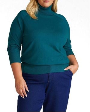 UNIVERSAL STANDARD Plus Renee Savvy Fine Knit Raglan Turtleneck - Blue
