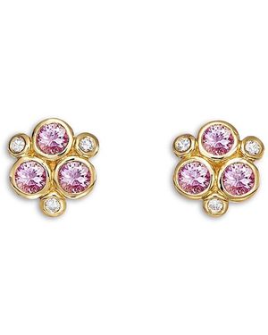 Temple St. Clair 18K Fj Sapphire & Diamond Bezel Cluster Stud Earrings - White