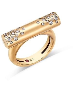 Roberto Coin 18K Domino Diamond Cylindrical Bar Ring - Metallic