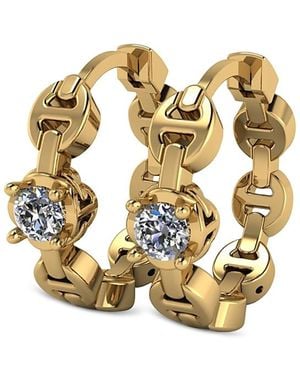 Hoorsenbuhs 18K Heritage Diamond Chain Link Small Hoop Earrings - Metallic