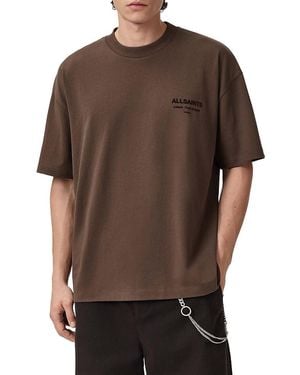 AllSaints Oversized Xander Logo Tee - Brown