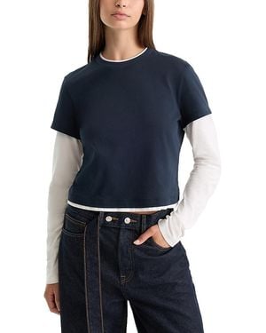 GOOD AMERICAN The Combo Layered Tee - Blue