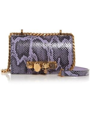 McQueen Mini Jewel Embossed Leather Shoulder Bag - White