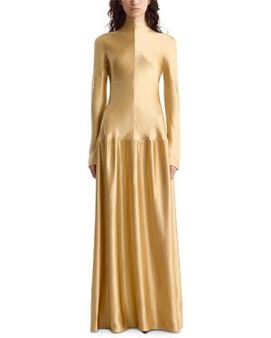 FFORME Mila Bias Cut Long Sleeve Dress - Metallic