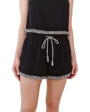Bella Dahl Elastic Waist Fringe Shorts - Black