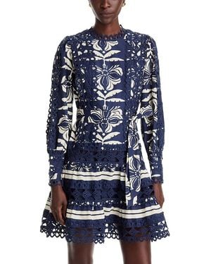 LAYERED WITH LOVE Linda Cotton Lace Trim Mini Dress - Blue