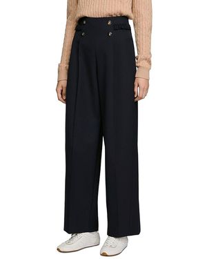 Sandro Winslow Button Detail Wide Leg Pants - Black