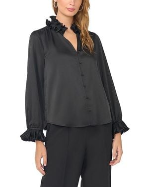 Vince Camuto Pleated Ruffle Collar Blouse - Black
