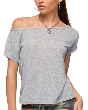 Edikted Amora Off Shoulder Sheer Top - Gray