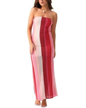 PQ Swim Jane Strapless Dress Swim Cover-Up - Red