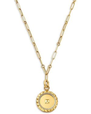 Roberto Coin 18K Diamond Obelisco Medallion Paperclip Necklace - Metallic