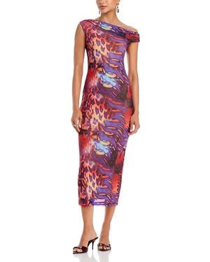 AFRM Holden Asymmetric Neckline Midi Dress - Red