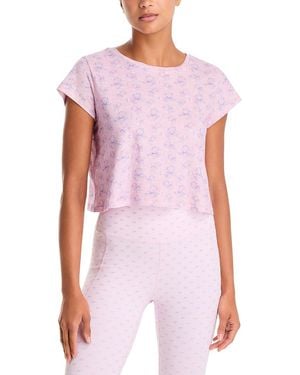 LoveShackFancy Rubin Printed Cotton Cropped Tee - Pink
