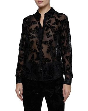 L'Agence Laurent Velvet Butterfly Lace Blouse - Black