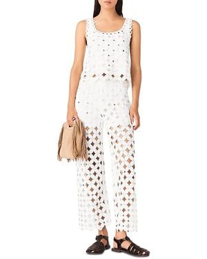 Maje Pimiroir Straight Mirror Crochet Pants - White