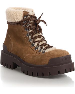 Balenciaga Suede & Shearling Winter Boots - Brown