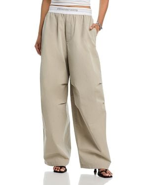 Alexander Wang Mid Rise Logo Waistband Pants - Natural