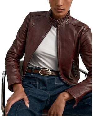 Reiss Astra Fitted Leather Jacket - Brown