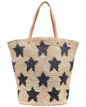 Mar Y Sol Estrella Extra Large Print Raffia Tote Bag - Metallic