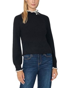 Cece Ruffle Mock Neck Sweater - Blue