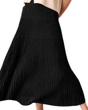 Whistles Pleated Knit Midi Skirt - Black