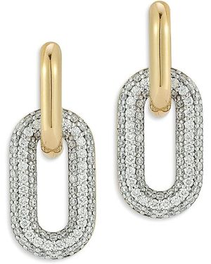WALTERS FAITH 18K Diamond Morrell Drop Huggie Hoop Earrings - White