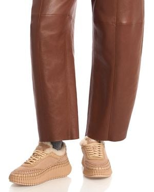 Chloé Nama Shearling Platform Sneakers - Brown