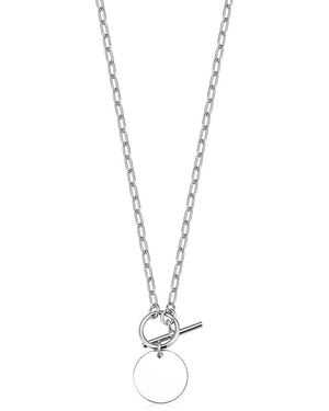 Oradina Sterling Toggle Me Disc Pendant Necklace - Metallic