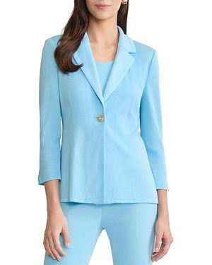 Ming Wang Tailored Single-Button Knit Jacket - Blue