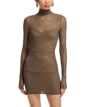 Area Crystal Embellished Mini Dress - Brown