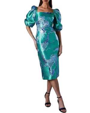 Coast Bubble Sleeve Jacquard Dress - Green