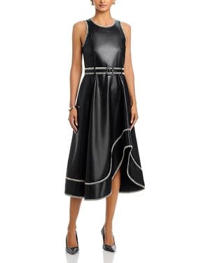 Cinq À Sept Zelda Whipstitched Faux Leather Dress - Black